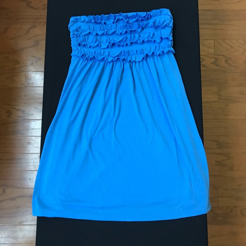 Blue beach coverup dress.